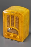 Brown Marbleized Yellow Emerson AU-190 Tombstone Catalin Radio